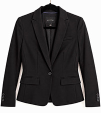 Banana Republic Black Stretch Cotton Tailored Blazer Jacket Size 2 NWOT