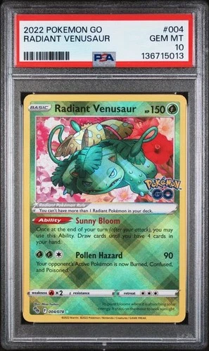 PSA 10 GEM MINT Radiant Venusaur Pokemon GO 2022 Holo Rare 004/078