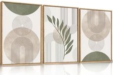 HPINUB Sage Green Framed Canvas Prints Wall Art Set, Abstract Botanical Boho ...