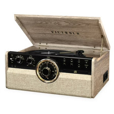 Victrola Empire 6-in-1 Record Player - Farmhouse Oatmeal - Factory Direct