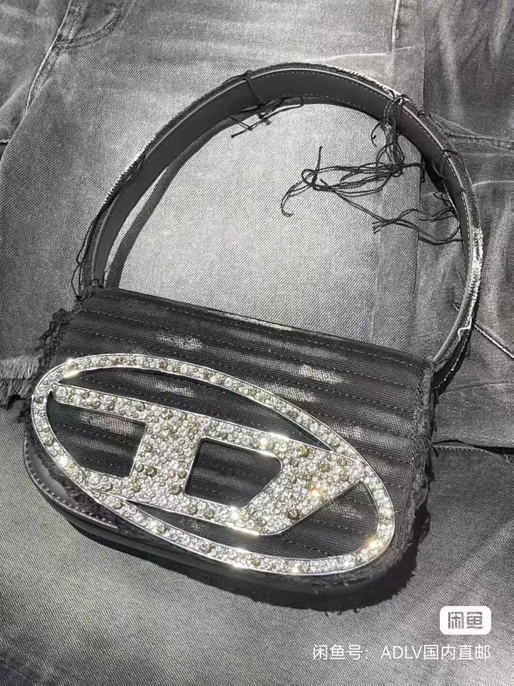 Nuevo 1DR Diesel Negro Denim Diamante Incrustado Damas Bolso de Hombro Foto 2 de 4