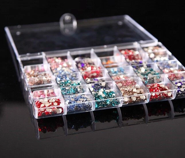 24 Compartment Crystal Clear Organizer Nail Art Beads Storage Case/Acrylic Craft - Image 3 of 4