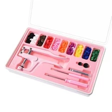 Plastic Snap Fastener Kit & PINK Hand-held Pliers & Storage Case & 100 snaps USA