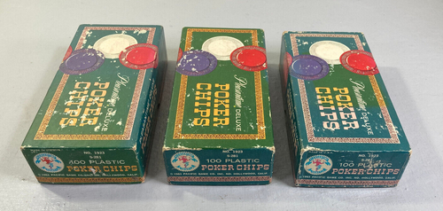 Poker Chips Original Boxes Lot of 3 Pleasantime Deluxe Vintage 1963 Hollywood CA - Picture 3 of 8