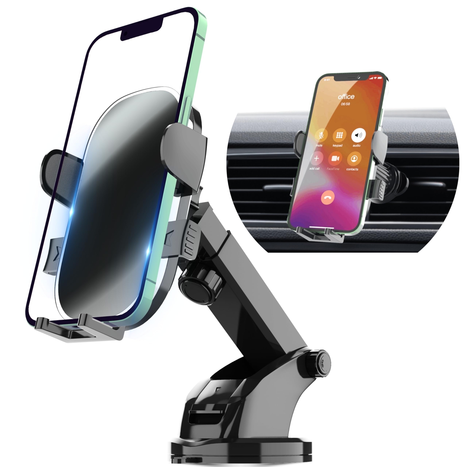 Universal Car Phone Mount 360 degree, for Dashboard Windshield Air-Vent, Stro...