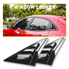 2PC Black ABS Vent Quarter Side Window Louver Cover For Honda Civic 2016-2021