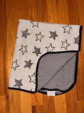 First Impressions Blue Gray Stars Stripe Cotton Baby Blanket Receiving Lovey