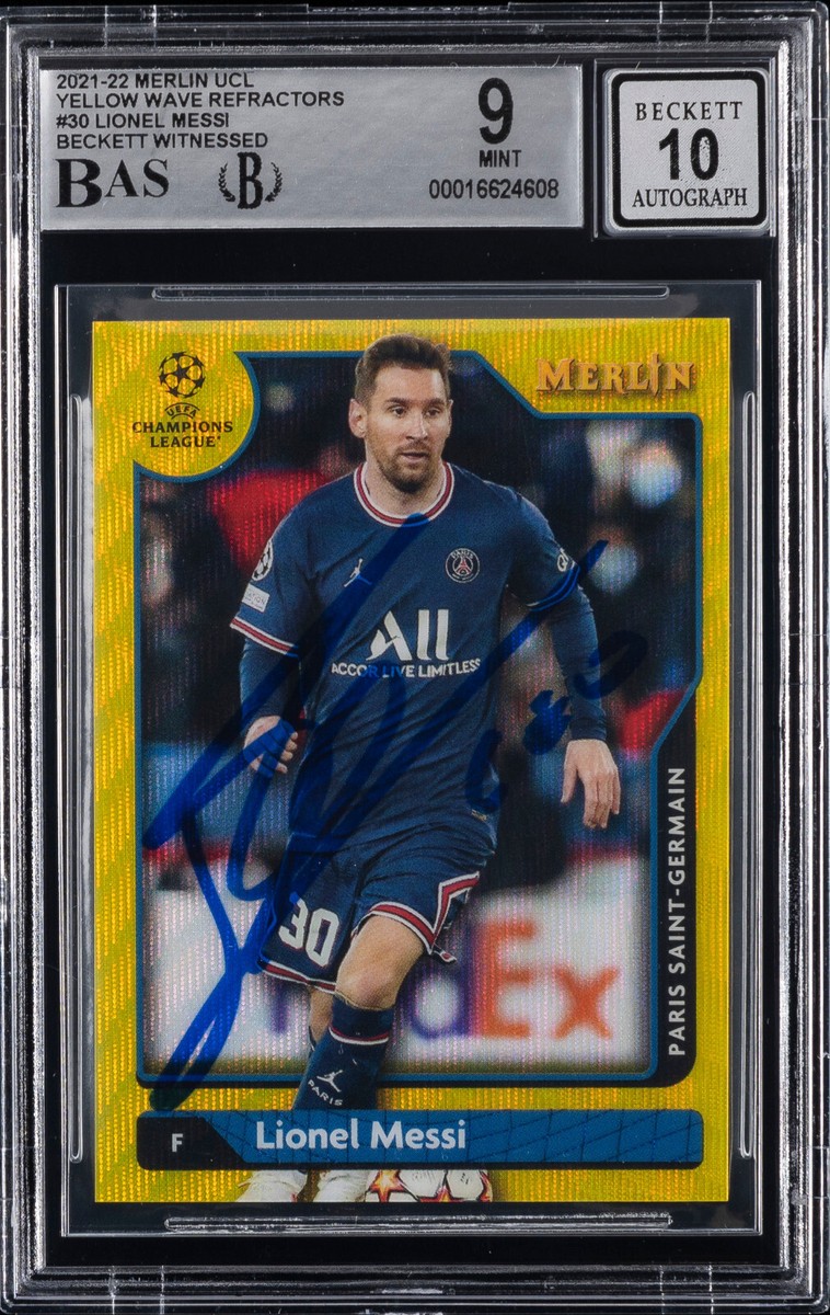 2021-22 Topps Merlin UCL Lionel Messi Yellow /225 #30 BGS MINT 9
