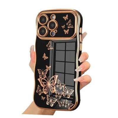  for Case for Girl Women, Cute Curly Wave Frame with iPhone 13 Pro Max Black