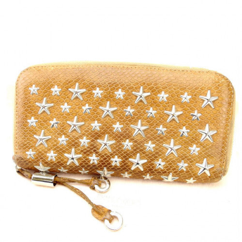 小物 JIMMY CHOO Long Wallet Round Zip Python Jimmy Choo Long Wallet Round Zipper Python embossed light