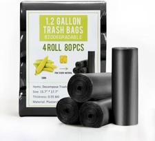 1.2 Gallon Small Garbage Bags Biodegradable 5 1 Count pack of 80 , Black