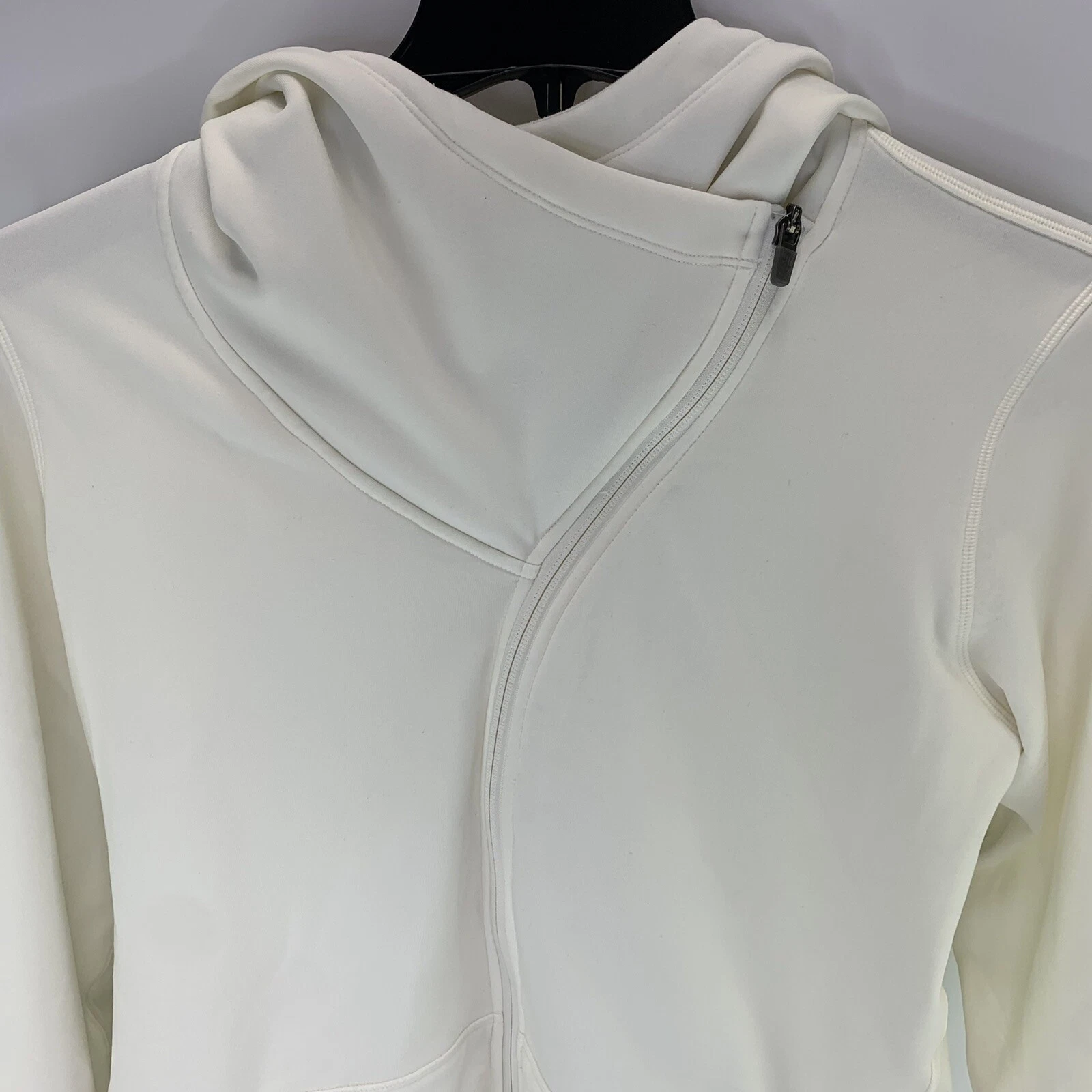 OFF WHITE Felpa con cappuccio New Balance NB Heat Relaxed full zip panna donna taglia large