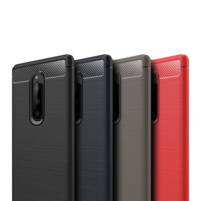 Sony Xperia 1 TPU Handy Case Carbon Fiber Brushed Schutz Hülle Bumper Cover Etui