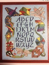 Kite Sampler counted cross stitch magazine pattern, Aida & floss lot