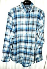 IZOD Blue, Gray, Black, Soft, Plaid, Long Sleeve Flannel Shirt S, M  L