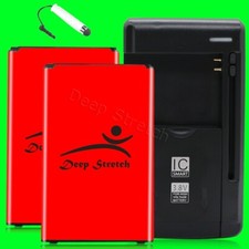 2x 2970mAh Battery Heavy-Duty Charger Stylus f LG Premier LTE L61AL Cellphone
