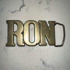 Vintage Brass Belt Buckle name RON "RON" Retro 70s Western Streetwear