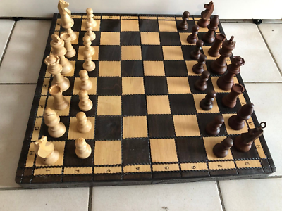 Coffret Échecs Vintage – Valisette Bois Avec Plateau – Jeu Complet Fabriqué En France