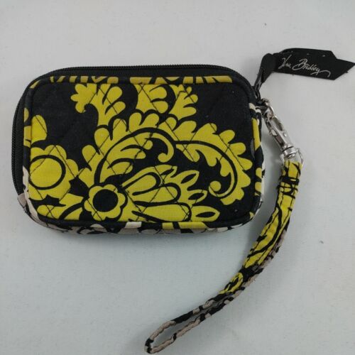 Vera Bradley Quilted Wristlet Wallet Coin Pouch Yellow Black Grey 5x3.5in b76 - Picture 1 of 5