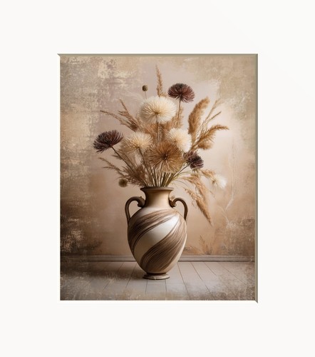 Brown Wall Art, Lily Flowers in Vase, Neutral Rustic Farmhouse Matted Wall Art - Picture 10 of 10