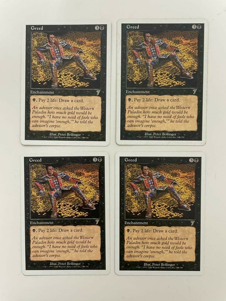 MTG 4X 7TH EDITION GREED MAGIC THE GATHERING BLACK RARE ENCHANTMENT ENGLISH  | eBay