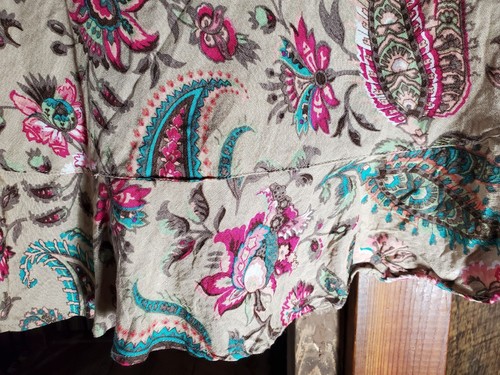 Linen Skirt Womens Sz 8 Petite Paisley Floral Multicolor Ruffle East 5th Brand - Picture 7 of 16