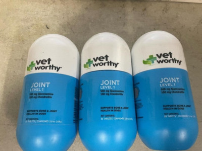 3X Vet Worthy Joint Support 180 Tabs for Dogs Glucosamine, MSM,  Hyaluronic Acid