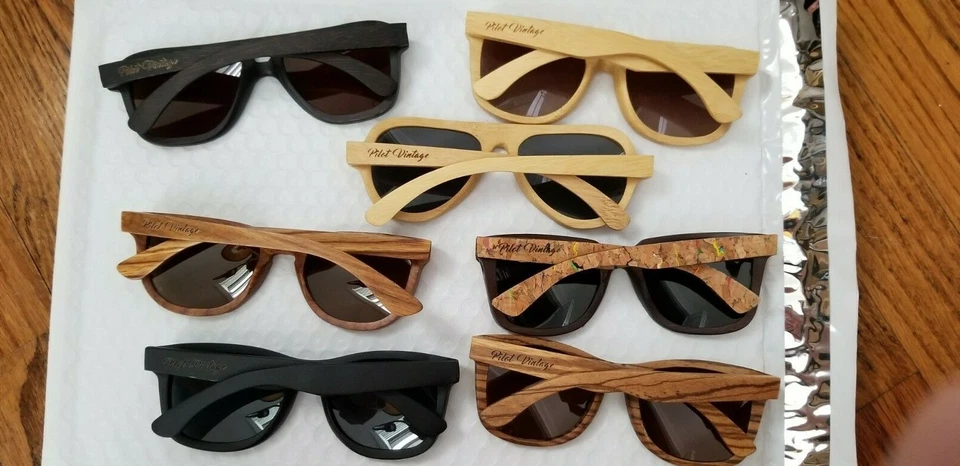 Mens and Womens Wood Sunglasses Wooden Retro Vintage Wood Polarized Glasses - Image 3 of 4