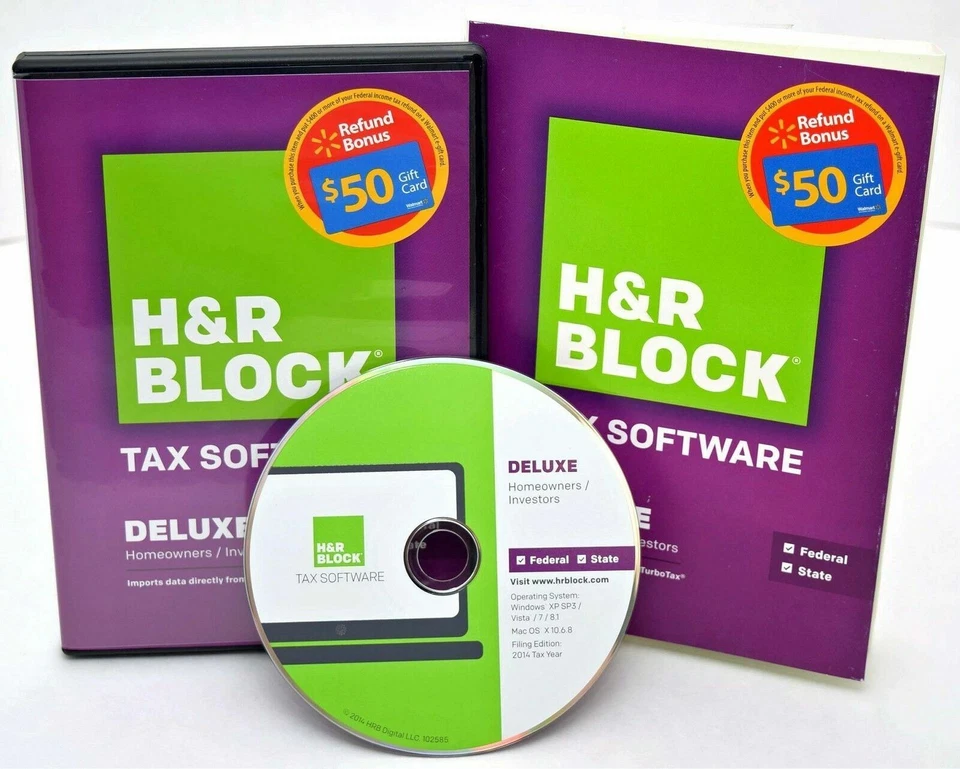 SEALED NEW H&R Block 2014 DELUXE Taxes Homeowner/Investor Federal+State tax CD - Image 3 of 4