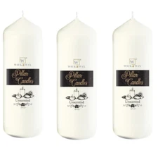 3 Pack Pillar Unscented Wax Tealight Candles Ivory 6'' tall Tea Lights 2.8"X 6''