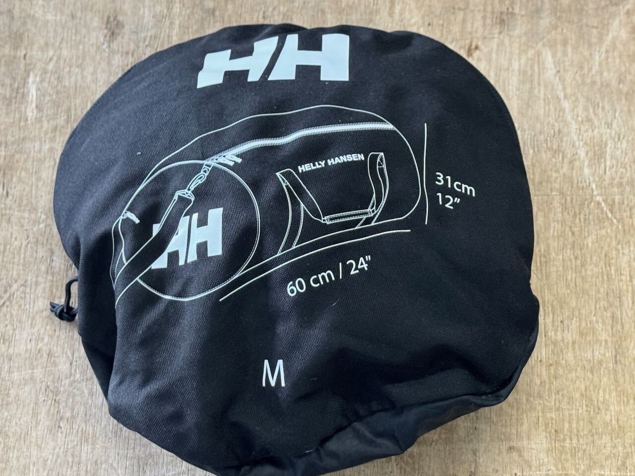 Bolso de Lona Helly Hansen Negro 60x31cm Ligero Viaje Gimnasio Excelente