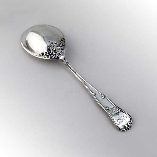 Rococo Berry Spoon Sterling Silver Dominick and Haff 1888 Monograms - Picture 2 of 4