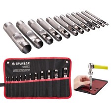 Spurtar 12 PCS Steel Hollow Leather Punch Set 1/8''-3/4'' 12 Pieces, Silver