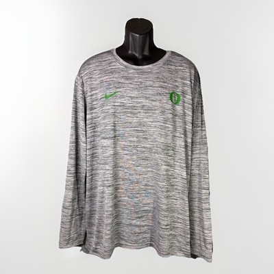 Oregon Ducks Team Issued Galaxy Grey Long Sleeve Dri-Fit Performance Tee Sz 2XL