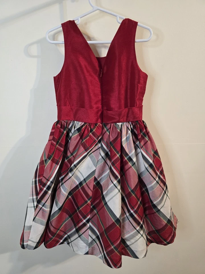 Gymboree Girls Size 6 Red White Tartan Plaid w/ Bow Christmas Holiday Dress - Image 3 of 3