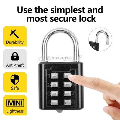 8-digit Combination Outdoor Button Waterproof Fixed Random Code Padlock Zinc All