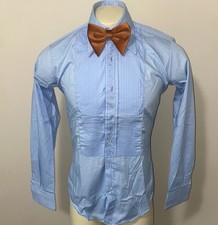 After Six Tuxedo Shirt Mens Vintage Blue Ruffles TUX Dress Prom Small 14.5 33