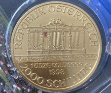 1998 Austrian 2000 Schilling GOLD Coin Philharmonic .9999 1 oz Uncirculated