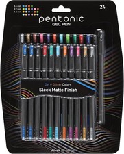 Gel Pens, 24 Count, Mixed Pack 12 Assorted Color Pens, 12 Glitter Pens , Medium