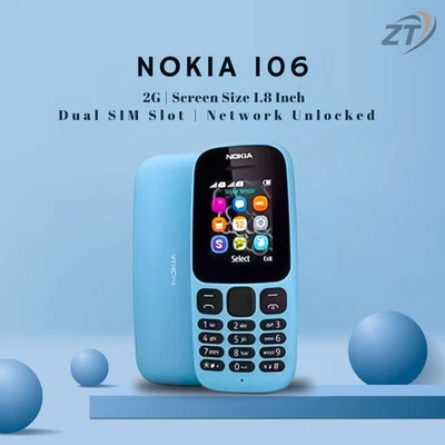 Brandneu Nokia 106 entsperrt Dual SIM Telefon 2018 große Tasten - blau