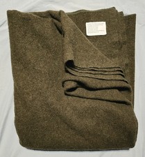 Northwest Woolen Mills Olive Green Wool Survival Blanket Emergency 66"x90" USGI