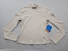 New Columbia Women’s Amberview Mock Neck Ribbed Shirt Sz Medium Stretch Cream