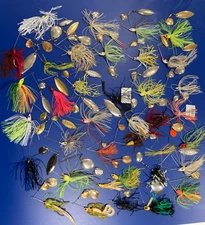 VTG LOT 38 BASS FISHING LURES RATTLING TANDUM SPINNERBAITS MIXED SPINNER CHART