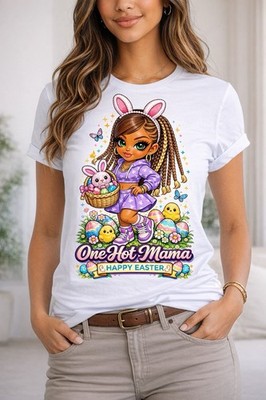 One Hot Mama Easter Mom Bunny Graphic Happy Easter Women s Trendy Mom Life L