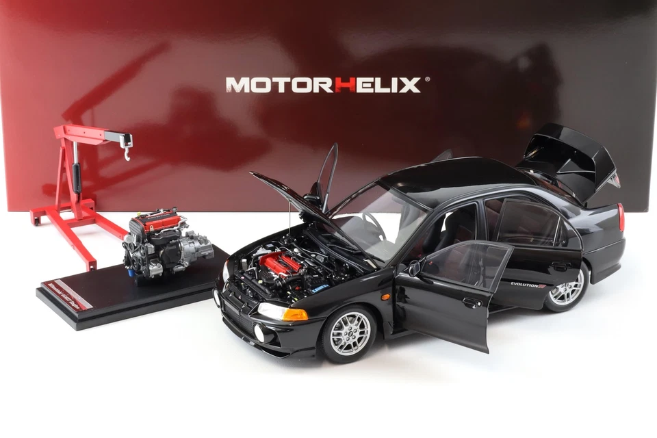 1:18 Motorhelix Mitsubishi Lancer EVO 4 IV Pyreness Nera 1999 Con Motore M8400 - Immagine 2 di 4