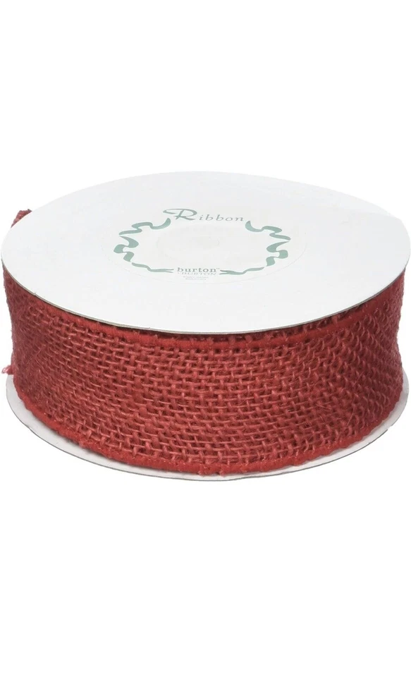 Burton & Burton #16 Red Burlap Wired Ribbon~2" x 10 Yards~Craft Sewing L2 11 - Image 2 of 4