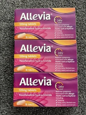 45 Allevia 120mg Tablets Sneezing 3 Packs Of 15 |Runny Eyes | ITCHY Eyes/Nose