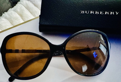 Burberry 58016 Women s Oval Sunglasses Black Frame Brown Gradient