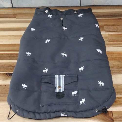 LuvGear Dog Coat Jacket Gray Elk Print Polyester Large Winter Cold Alert