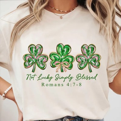 Not Lucky Simply Blessed St Patrick s Day Shirt Brushstroke Faith